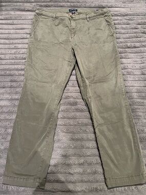 NÁUTICA WOMEN CHINO PANTS OLIVE GREEN SIZE 14 REGULAR STRAIGHT LEG STRETCH WORK